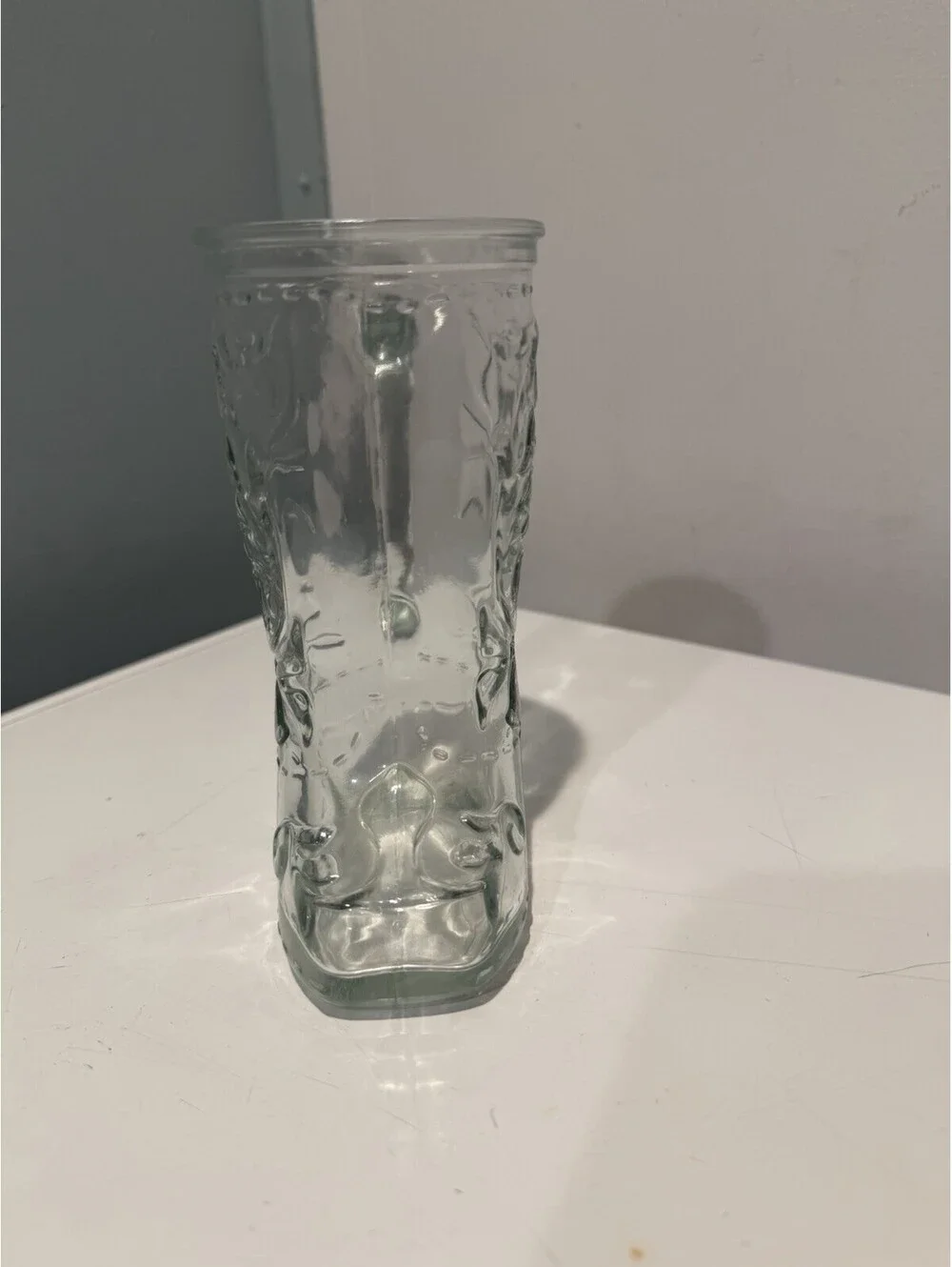 Clear Glass Boot Mug Size 6” Tall Collectibles